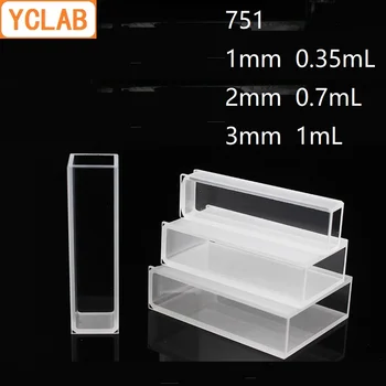  YCLAB 1mm & 2mm & 3mm Cuvette 751 Колориметър за стъклени клетки 0.35mL & 0.7mL & 1mL Лабораторно химическо оборудване