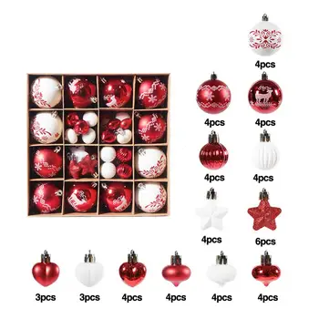 Plated коледно дърво висящи орнаменти Коледни топки за декорация на дома 52-парче асорти Коледа орнамент комплект за празнична