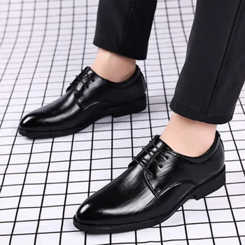 Висококачествени кожени бизнес официални обувки 2023 Класически италиански ежедневни обувки Мъже Елегантен офис Официални обувки Oxford
