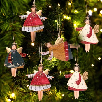 Коледно дърво декорации сладък ангел кукла момиче ски висулка Нова година коледно дърво орнаменти Коледа подарък за деца