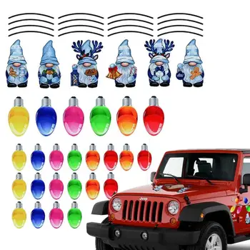 Коледна кола Декорации за хладилници Gnome Magnet Decals Цветни крушки Коледна украса Магнитни светлини Светлоотразителни