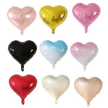10PCS 18 инчов алуминиев филм балон с цветни балони с форма на сърце за декорация на парти за Свети Валентин Сватбена декорация