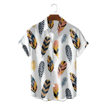 Птиче перо 3d принтирани летни детски ризи и блузи Ежедневни детски върхове Едноредна блуза с къс ръкав Детско облекло