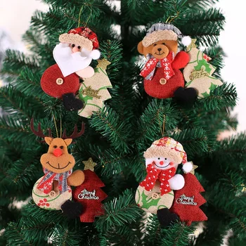 Коледа Висящи декорации Орнаменти Занаяти със сладък Дядо Коледа снежен човек елен мечка за коледно дърво и празник Начало парти декор