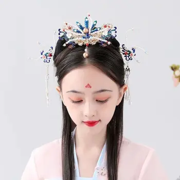 пискюл китайски стил фиба комплект антични перла коса пръчки за кифли ханфу коса стик коса пръчици сплав Cheongsam