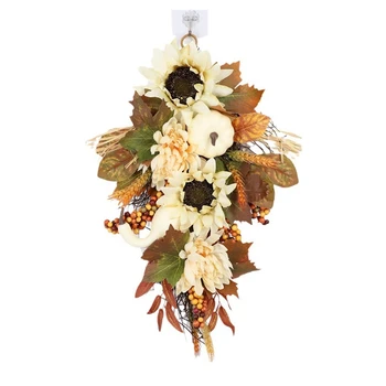 Бяла тиква кленов лист с листа цвете есен врата венец благодарността тема
