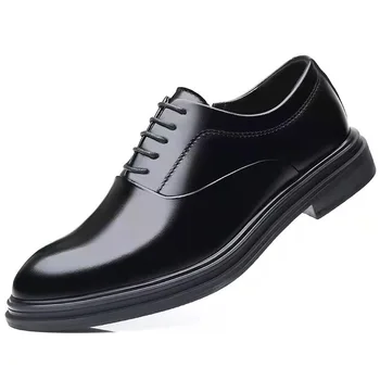 Мъжки официални обувки Естествена кожа Оксфордски обувки за мъже Италиански 2023 Рокля обувки Сватбени обувки Дантели Кожа Brogue