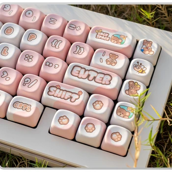 130-клавиши розов сладък мечка PBT сублимация Keycap MOA клавиатура розов клавиш DIY механична клавиатура за 104/108/87/82 клавиатура