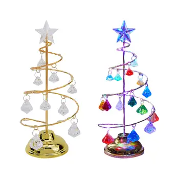 Кристална спирална лампа за коледно дърво Коледно дърво светлина с метална стойка акрилни топки за сватбена настолна зимна къща Коледа