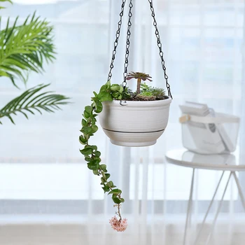 Прост стил саксия за цветя пластмасова самополиваща се саксия висящи кошници за растения растения саксии за дома, използвани с цвете зелено растение