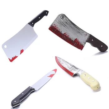30см Фалшив кървав остър нож за Хелоуин DIY косплей подпори декор симулация Пластмасов кухненски нож Хелоуин парти консумативи