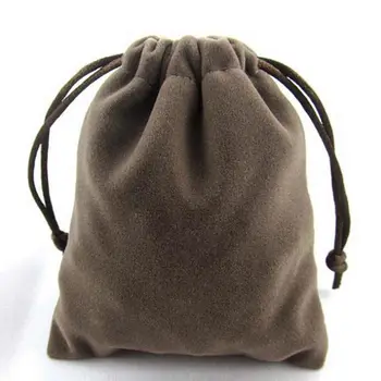 8*10cm Сиви бижута кадифени чанти за опаковане на подаръци ръчно изработени DIY жени бижута торбички Фланела чанта Шнур чанта F20173441