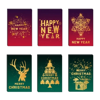24 комплекта поздравителни картички Честита Нова Година Коледа блясък пощенски картички с пликове печат стикери фестивал доставки сгъваем тип