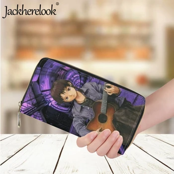 Jackherelook Мода Дамски аниме портфейл Нови горещи серийни експерименти Lain дизайн дълга кожена чанта за момичета притежател на банкова карта
