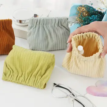 Рипсено кадифе еластична чанта за съхранение чанти за жени мини грим чанта носене козметика червило кадифе еластична коса вратовръзка чанта