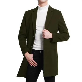 Мъжки вълнен тренчкот със средна дължина Персонализирано тънко модно яке 2023 Есен/зима Вълнено палто Тренчкот Мъже