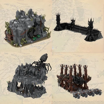 MOC Средновековни магически филми Изграждане на паяк гнездо хълмове градивни блокове джудже елф магьосник войник фигури деца играчка рожден ден подарък
