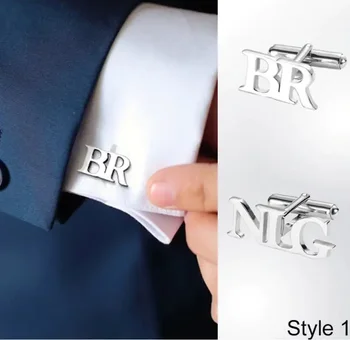 Персонализирани начални букви Персонализирани копчета за ръкавели за мъжка риза бутон от неръждаема стомана мъже бижута сватба гост услуги подарък