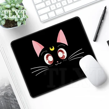 Черни подложки за мишки Малка подложка за мишка Сладка котка Подложка за мишка Гумена подложка за бюро Неплъзгаща се подложка за мишка Kawaii PC Deskpads 20x25cm за лаптоп