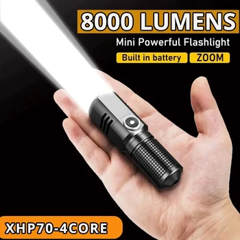 Супер ярко мини LED фенерче USB акумулаторно увеличение Тактическо фенерче 3 Режим на осветление Открит къмпинг риболовен факел