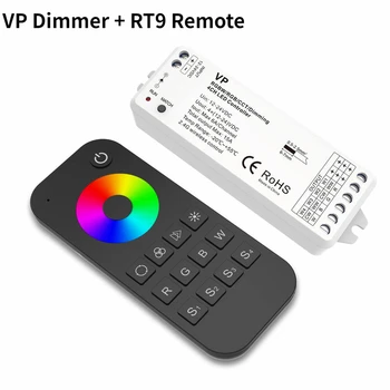 NEW LED RF контролер VP 4 канален RGBW / RGB / CCT / Затъмняване 12V-24V DC постоянно напрежение 4 в 1 2.4G RF безжичен приемник RT9 дистанционно