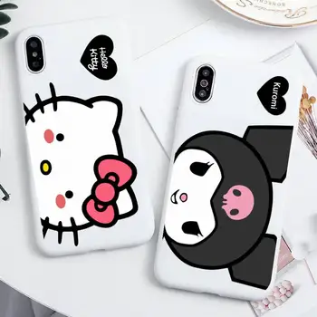 Sanrio Hello Kitty Kuromi My Melody Калъф за телефон за iphone 13 12 11 Pro Max Mini XS 8 7 6 6S Plus X SE 2020 XR Candy бял капак