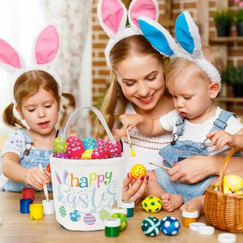 Великденска кошница Празник заек зайче отпечатани платно подарък носят бонбони чанта