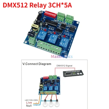 NEW Добро качество AC110v-220V DMX512 реле 3CH * 5A входно използване за DMX-RELAY-3 канален DMX контролер Led лампа LED лента светлина
